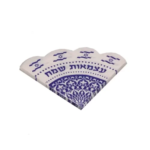 מפיות שולחן צורת פרח- עצמאות שמח דגל ישראל 33*33 ס"מ